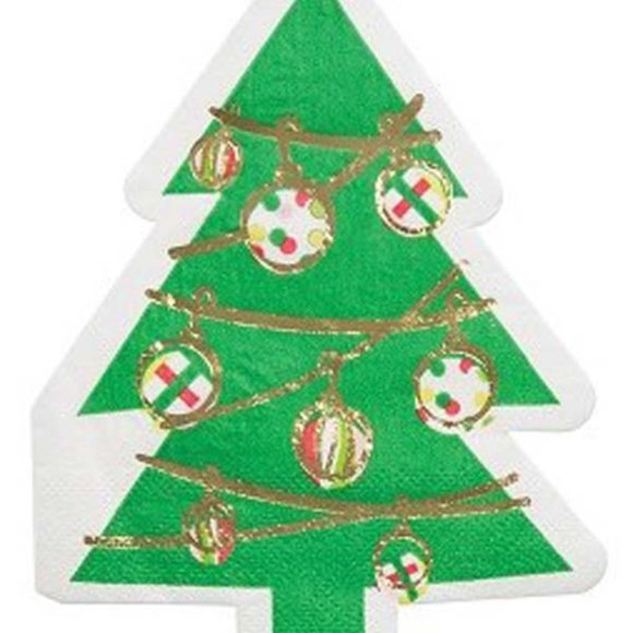 Die-Cut Christmas Tree Beverage Paper Napkins - Picture 1 of 1